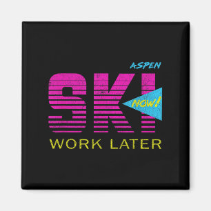 Retro Aspen 80s Colorado Skiing Tee Magnet