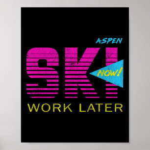 Retro Aspen 80s Colorado Skiing Tee Poster