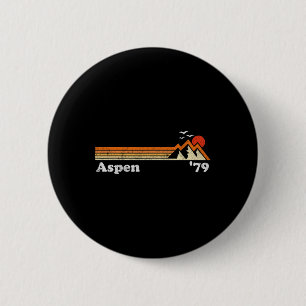 Retro Aspen Ski Resort Colorado Mountains Snowboar 6 Cm Round Badge