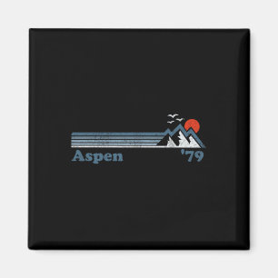 Retro Aspen Ski Resort Colorado Mountains Snowboar Magnet
