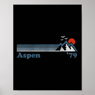 Retro Aspen Ski Resort Colorado Mountains Snowboar Poster