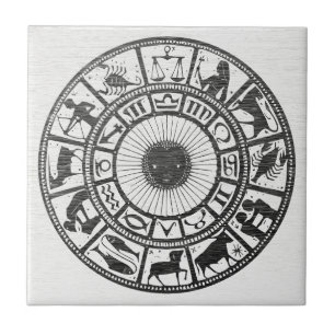 Retro Astrology - Zodiac Wheel Ceramic Tile
