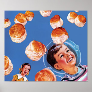 Retro Astronaut Boy Biscuits Poster
