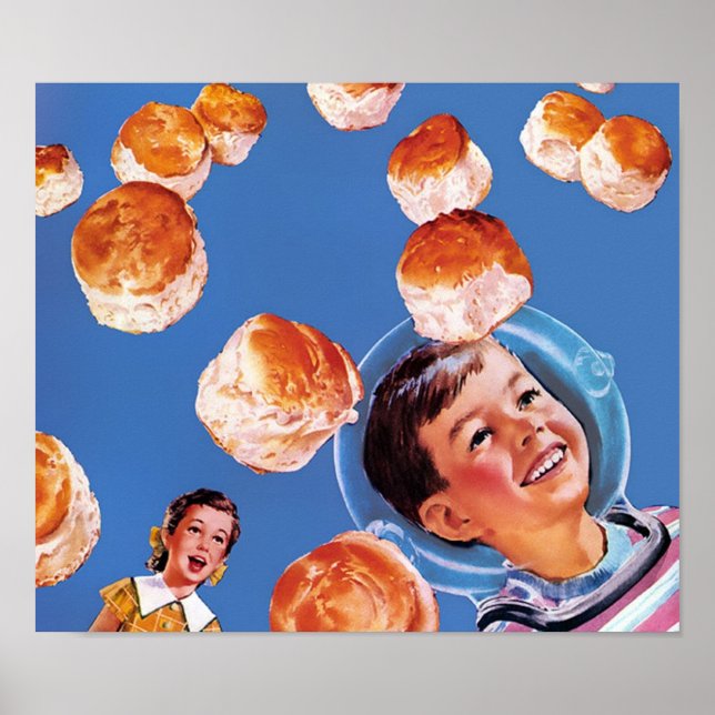 Retro Astronaut Boy Biscuits Poster (Front)