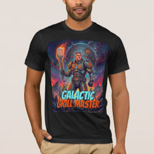 Retro Astronaut Galactic Grill Master Comic Humor T-Shirt