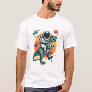 "Retro Astronaut Riding T-Rex in Outer Space T-Shirt