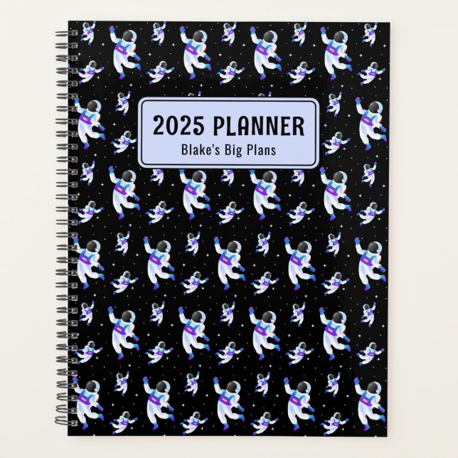 Retro Astronauts Floating In Space Custom Planner (Front)