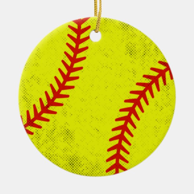 Retro Athletic Softball Fastpitch Game Day Style Ceramic Ornament (Front)