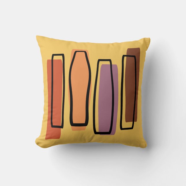 Retro Atomic Abstract Art 'Pillars' Cushion (Front)