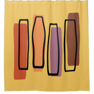 Retro Atomic Abstract Art 'Pillars' Shower Curtain