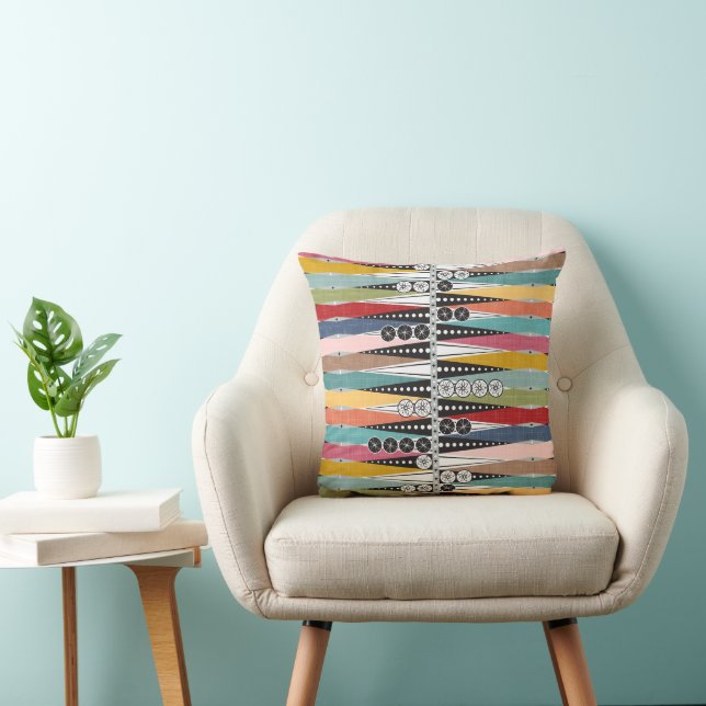 Retro Atomic Age Backgammon  Cushion (Chair)