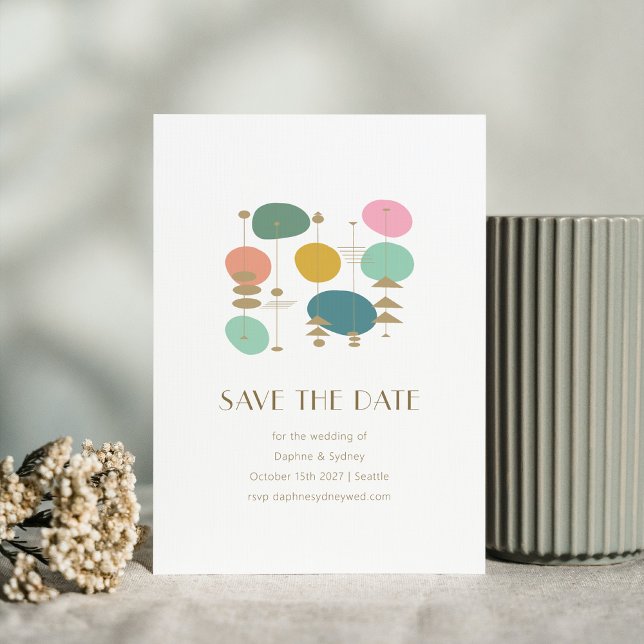 Retro Atomic Age Mid Century Modern Chic Wedding Save The Date (Creator Uploaded)