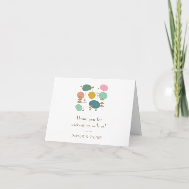 Retro Atomic Age Mid Century Modern Custom Wedding Thank You Card (Front)