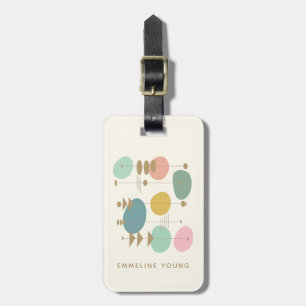 Retro Atomic Age Mid Mod Geometric Personalised Luggage Tag