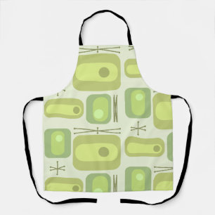 Retro Atomic Age Shapes Chartreuse Apron