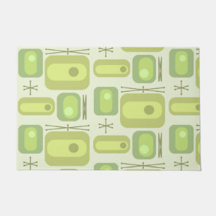 Retro Atomic Age Shapes Chartreuse Doormat