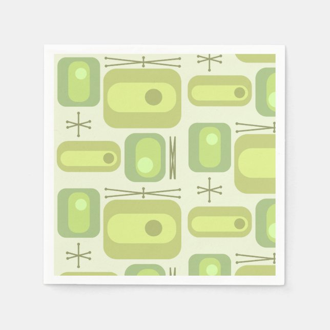 Retro Atomic Age Shapes Chartreuse Napkin (Front)