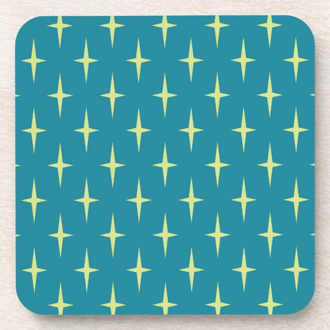 Retro Atomic Age Star Pattern Coaster (Front)