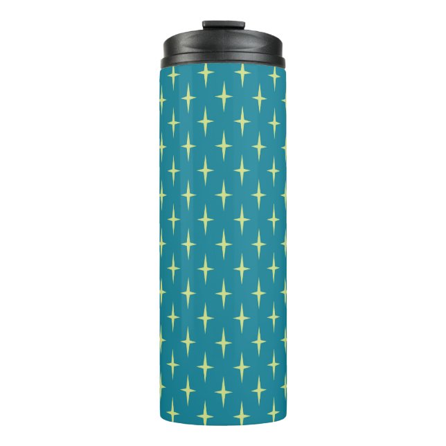 Retro Atomic Age Star Pattern Thermal Tumbler (Front)