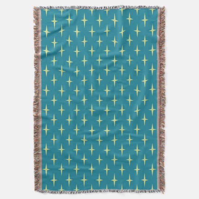 Retro Atomic Age Star Pattern Throw Blanket (Front Vertical)
