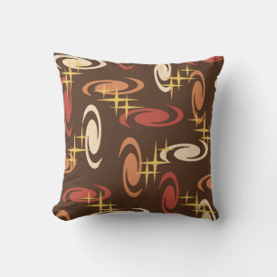 Retro Atomic Age Swirls Stars Pattern Multicolored Cushion