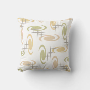 Retro Atomic Age Swirls Stars Pattern Multicolored Cushion