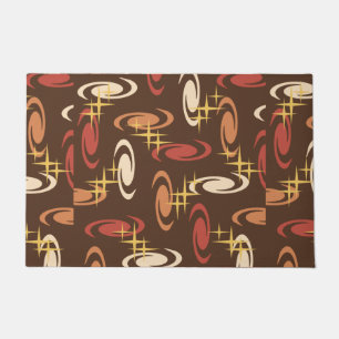 Retro Atomic Age Swirls Stars Pattern Multicolored Doormat