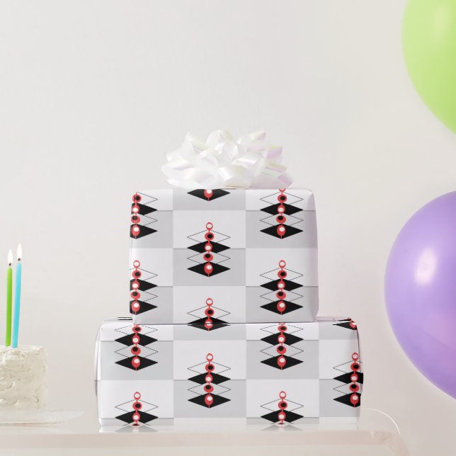 Retro Atomic Art Baubles & Planes   Wrapping Paper (Party Gifts)