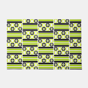 Retro Atomic Art Squares Lines Chartreuse Doormat