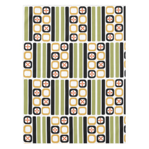 Retro Atomic Art Squares Lines Multicolored Tablecloth