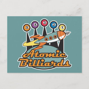 retro atomic billiards sign postcard