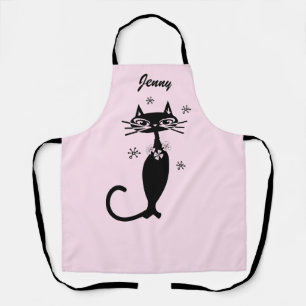 Retro Atomic Black Cat Kitchen Apron