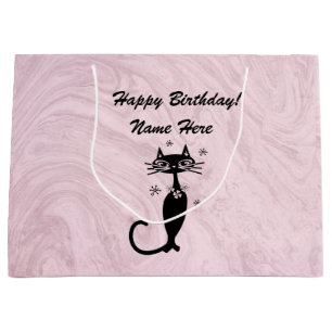 Retro Atomic Black Cat Personalised Gift Bag