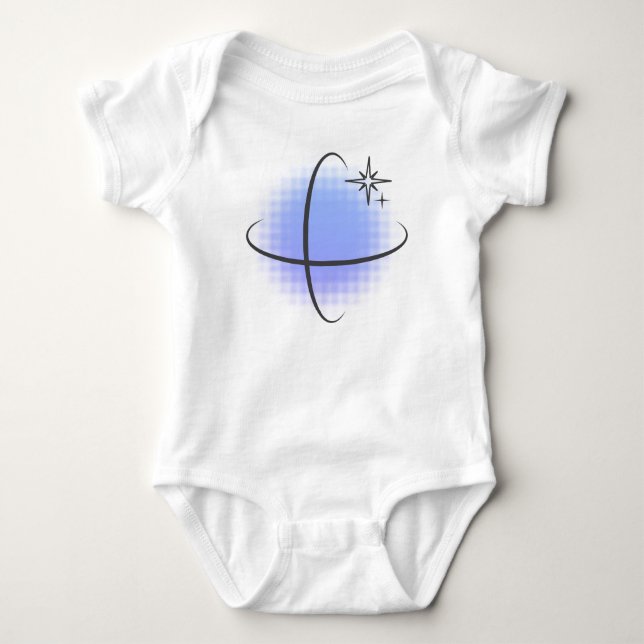 Retro Atomic Blue Dot Baby Bodysuit (Front)