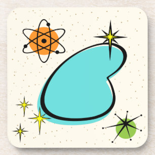 Retro Atomic Boomerang Hard plastic coaster