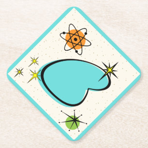 Retro Atomic Boomerang & Starbursts Paper Coaster