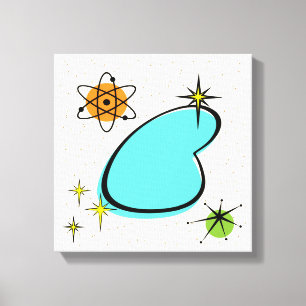 Retro Atomic Boomerang Stretched Canvas Print