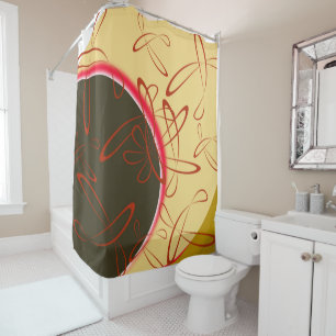 Retro Atomic Burst: Mid-Century Modern Shower Curtain