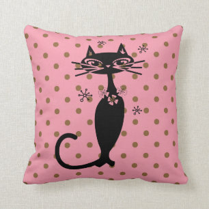 RETRO ATOMIC CAT 1950's PINK PILLOWS