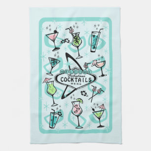 Retro Atomic Cocktails Tea Towel