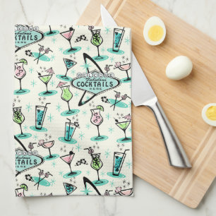 Retro Atomic Cocktails Tea Towel