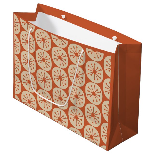 Retro Atomic Dots Mid Century Modern Pattern Large Gift Bag (Front Angled)