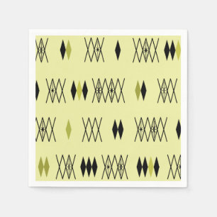 Retro Atomic Era Diamonds Pattern Chartreuse Napkin