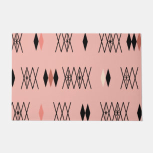 Retro Atomic Era Diamonds Pattern Pink Doormat