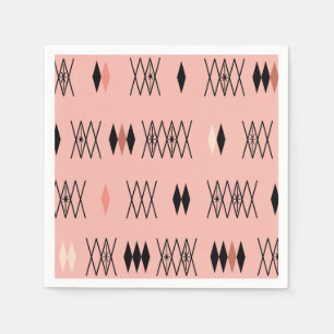 Retro Atomic Era Diamonds Pattern Pink Napkin