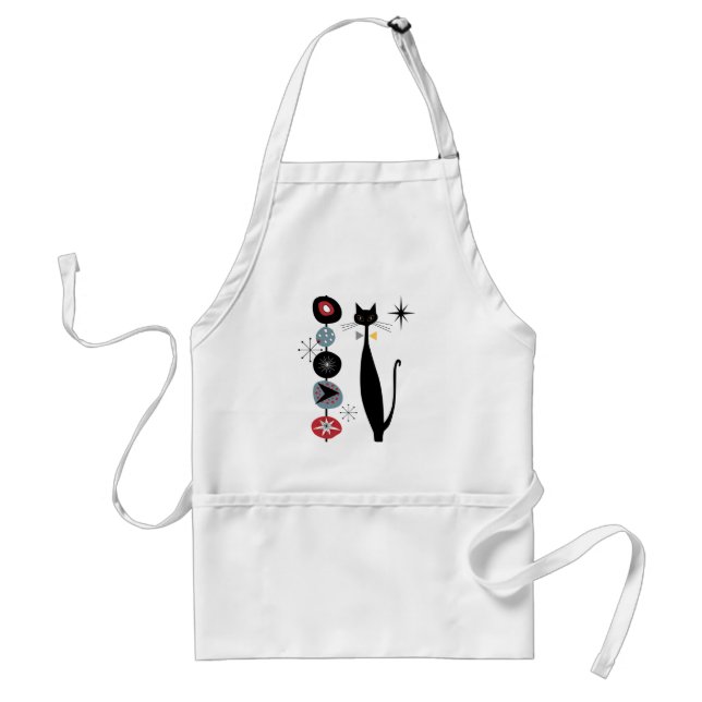 Retro Atomic Era MCM Mid Century Modern Cool Cat Standard Apron (Front)