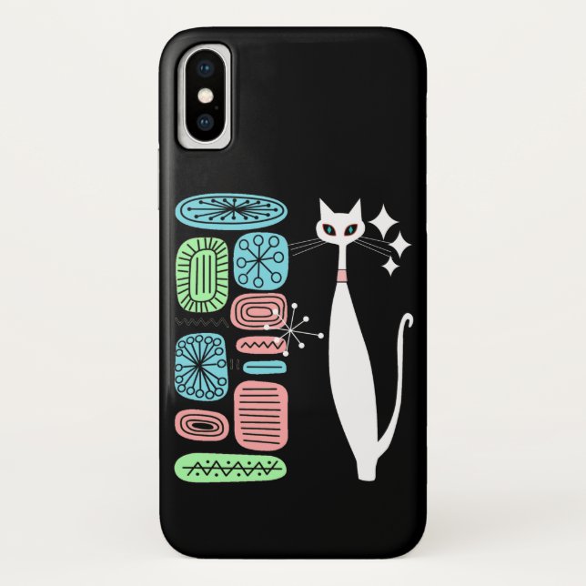 Retro Atomic Era Mid Century Modern Cool Cat Case-Mate iPhone Case (Back)