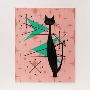 Retro Atomic Era Mid Century Modern Cool Cat Jigsaw Puzzle