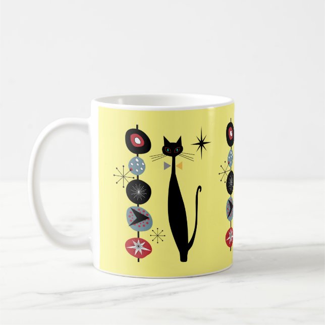 Retro Atomic Era Mid Century Modern Cool Cat Kabob Coffee Mug (Left)