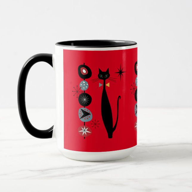Retro Atomic Era Mid Century Modern Cool Cat Kabob Mug (Left)
